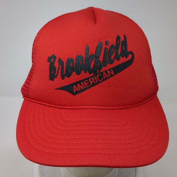 Brookfield American Snapback Trucker Hat Red One Size Adjustable Rope Speedway - Picture 2 of 9